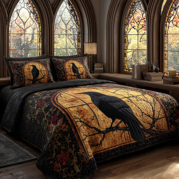 Golden Raven 3-Piece Quilted Bedding Set