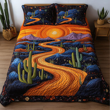 Golden River Cactus 3-Piece Quilted Bedding Set