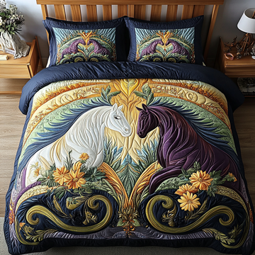 Golden Wild Spirit 3-Piece Quilted Bedding Set