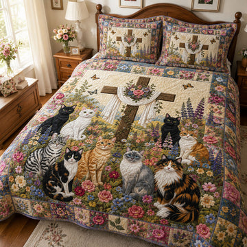 Grace With Whiskers 3-Piece Quilted Bedding Set