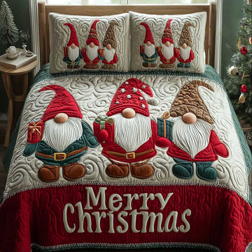 Happy Gnome 3-Piece Quilted Bedding Set