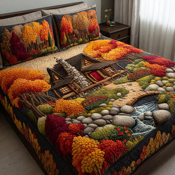 Harvest Maple Forest Christmas 3-Piece Quilted Bedding Set