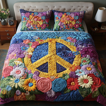 Hippie Soul Blooms 3-Piece Quilted Bedding Set