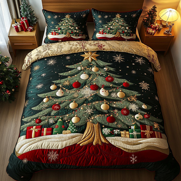 Holiday Pine Charm 3-Piece Quilted Bedding Set