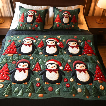Holiday Trees 3-Piece Quilted Bedding Set