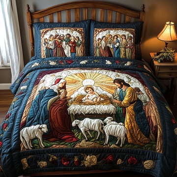 Holy Night Harmony 3-Piece Quilted Bedding Set