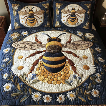 Honey Daisy 3-Piece Quilted Bedding Set