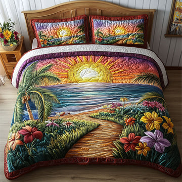Island Bliss Landscape 3-Piece Quilted Bedding Set