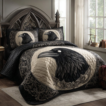 Ivory Raven 3-Piece Quilted Bedding Set