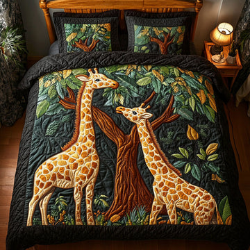 Jungle Duo Giraffes 3-Piece Quilted Bedding Set