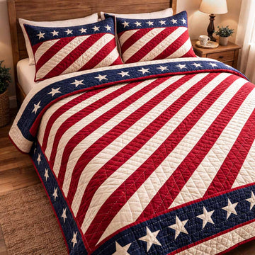 Liberty Stripe 3-Piece Quilted Bedding Set