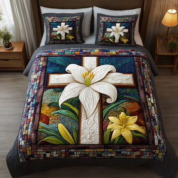 Lily Cross Christian 3-Piece Quilted Bedding Set