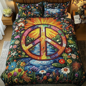 Love And Light Flower 3-Piece Quilted Bedding Set