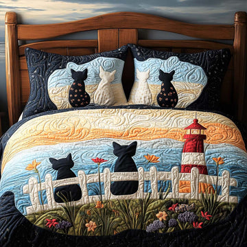 Meow Family Comfort 3-Piece Quilted Bedding Set