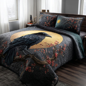 Moonlight Raven 3-Piece Quilted Bedding Set