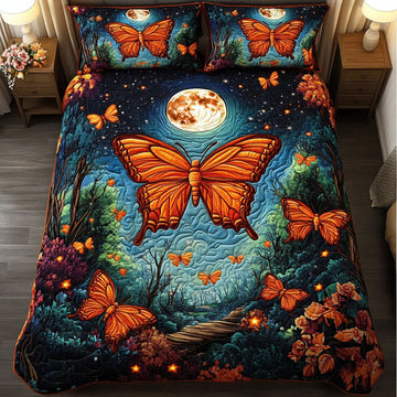 Moonlit Monarch 3-Piece Quilted Bedding Set
