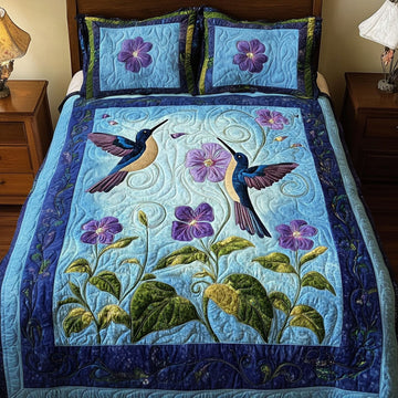 Morning Blossom Bird 3-Piece Quilted Bedding Set