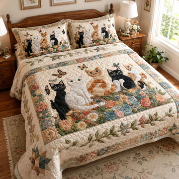 Morning Garden Friends 3-Piece Quilted Bedding Set