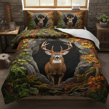 Mountain Stag Autumn 3-Piece Quilted Bedding Set
