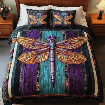 Mystic Dragonfly Splendor 3-Piece Quilted Bedding Set