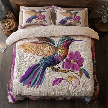 Mystic Hummingbird Animal 3-Piece Quilted Bedding Set