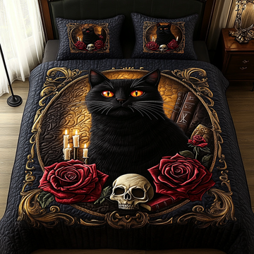 Mystic Meow Animal 3-Piece Quilted Bedding Set