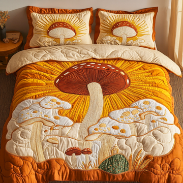 Mystic Shroom 3-Piece Quilted Bedding Set