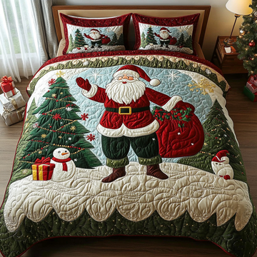 Neutral Holiday Cheer 3-Piece Quilted Bedding Set