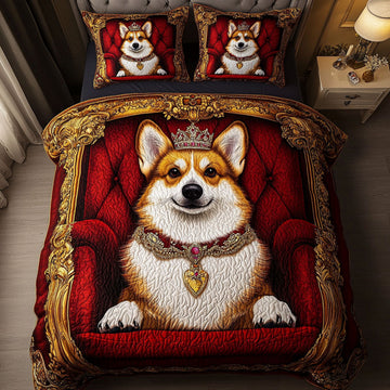 Noble Paws Corgi 3-Piece Quilted Bedding Set