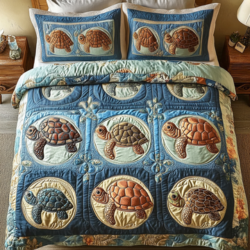 Ocean Drift Turtle 3-Piece Quilted Bedding Set