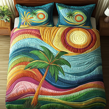 Palm Haven Beach 3-Piece Quilted Bedding Set