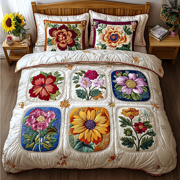 Patchwork Blooms 3-Piece Quilted Bedding Set