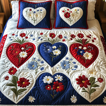 Patriotic Heartscape 3-Piece Quilted Bedding Set