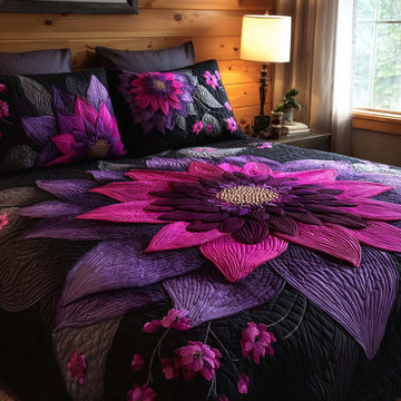Petal Harmony Autumn 3-Piece Quilted Bedding Set