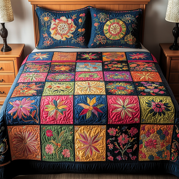 Petal Harmony Patchwork 3-Piece Quilted Bedding Set