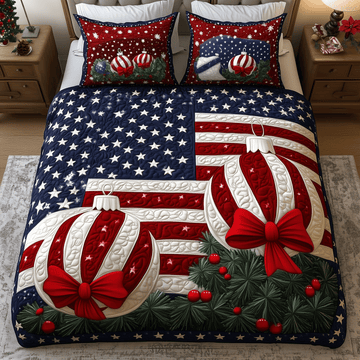 Poinsettia Pride 3-Piece Quilted Bedding Set