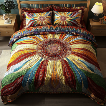 Rainbow Sunburst 3-Piece Quilted Bedding Set