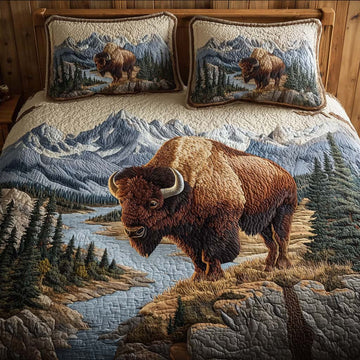 Roaming Bison Valley 3-Piece Quilted Bedding Set