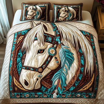 Rustic Elegance Horse 3-Piece Quilted Bedding Set