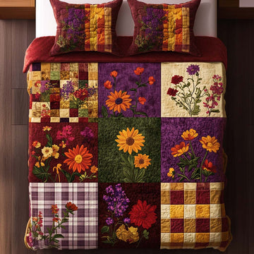 Rustic Flower Days 3-Piece Quilted Bedding Set