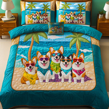 Sandy Paws Parade 3-Piece Quilted Bedding Set