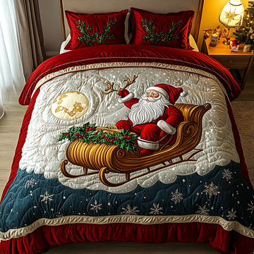 Santa Magic Night Christmas 3-Piece Quilted Bedding Set