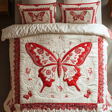 Scarlet Beauty 3-Piece Quilted Bedding Set