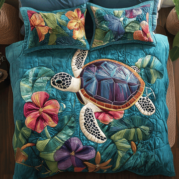 Sea Turtle Sanctuary Sea Turtle 3-Piece Quilted Bedding Set