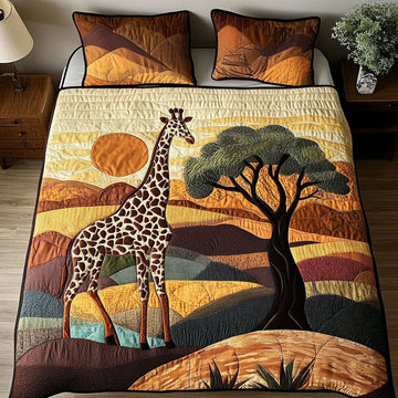 Serene Savannah Giraffe 3-Piece Quilted Bedding Set