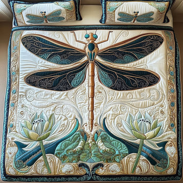 Serenity Lotus 3-Piece Quilted Bedding Set