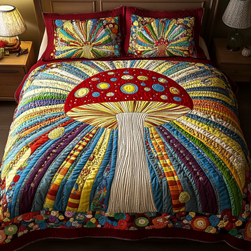 Shroom Serenity 3-Piece Quilted Bedding Set