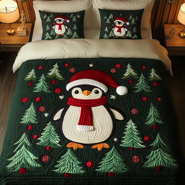 Snowy Night Christmas 3-Piece Quilted Bedding Set