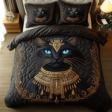 Starlit Cat 3-Piece Quilted Bedding Set