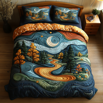 Starlit Serenity Forest 3-Piece Quilted Bedding Set